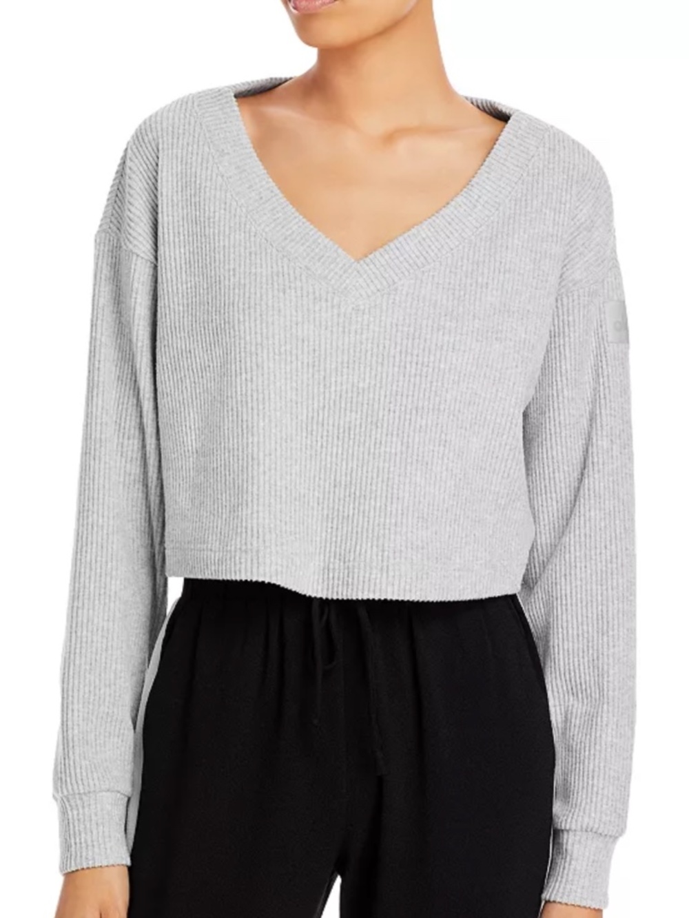 Alo Muse V Neck Crop Long Pullover